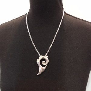 NWT-Stately Steel 2mm Curblink Chain with 925 Silver Pendant